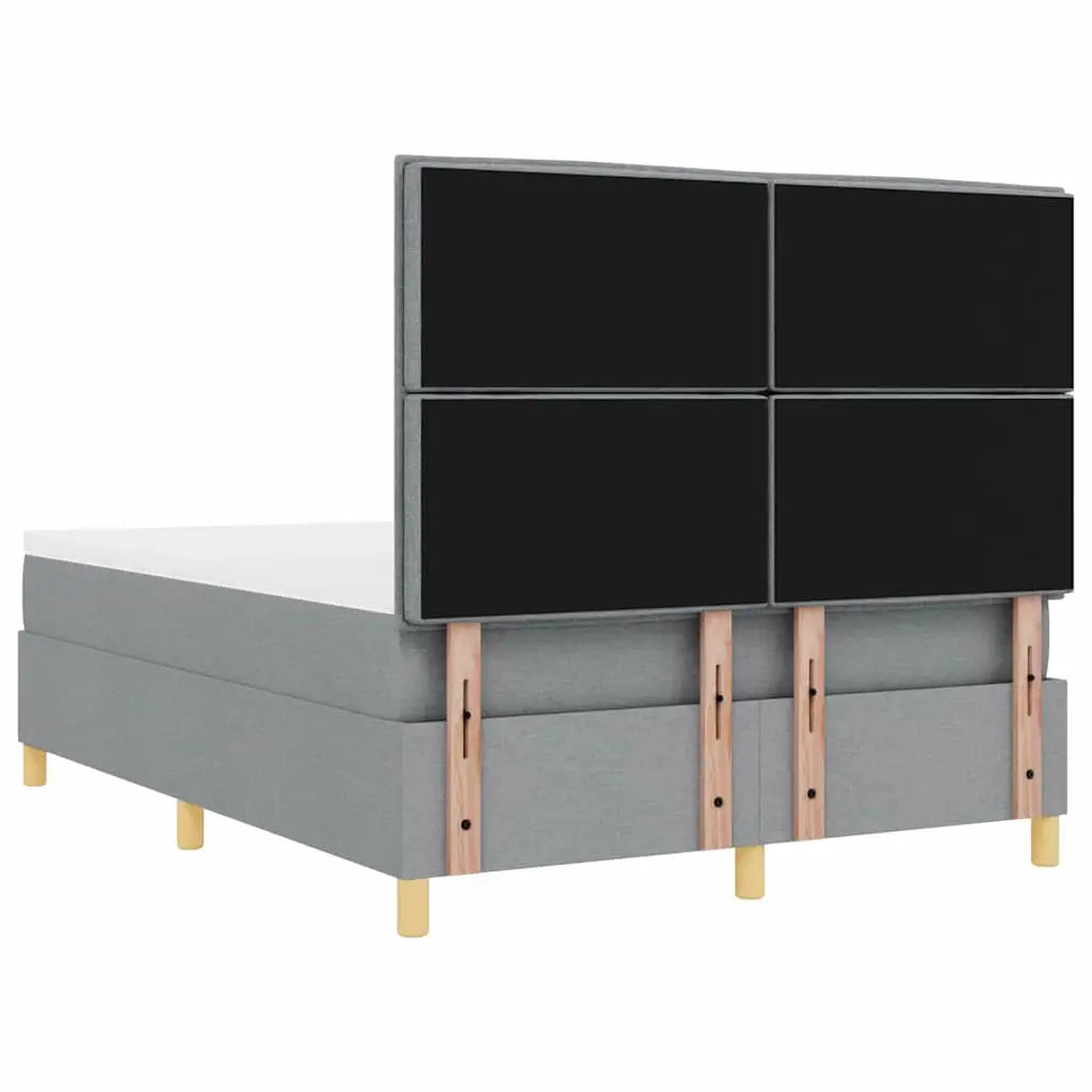 Lit à ressorts avec matelas Gris clair 140 x 190 cm tissu - XIOS