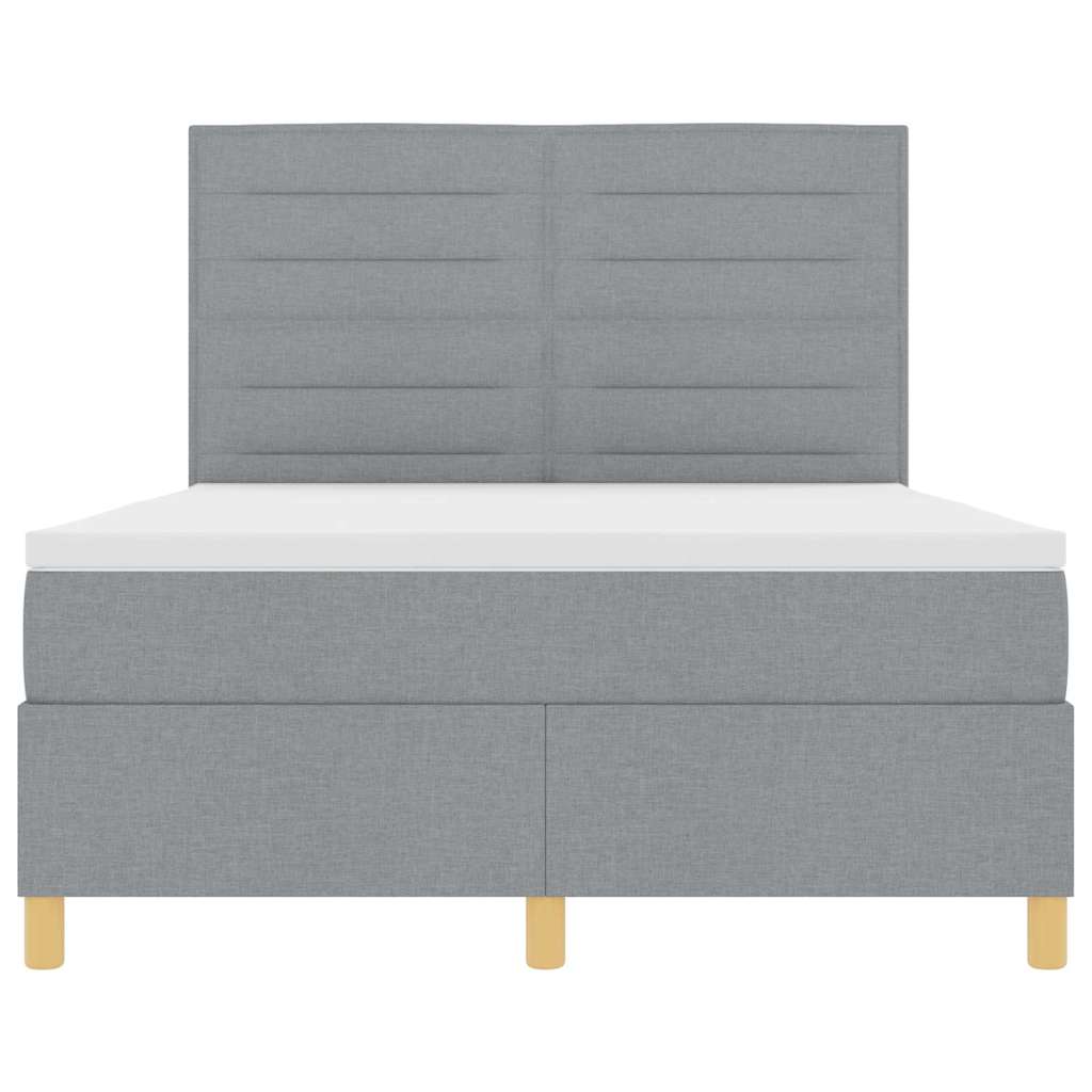 Lit à ressorts avec matelas Gris clair 140 x 190 cm tissu