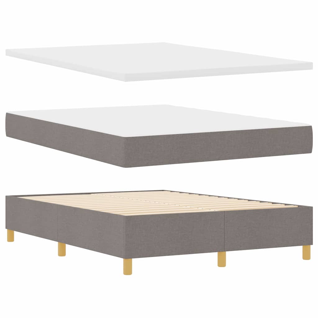 Lit à ressorts avec matelas Taupe 140 x 190 cm tissu