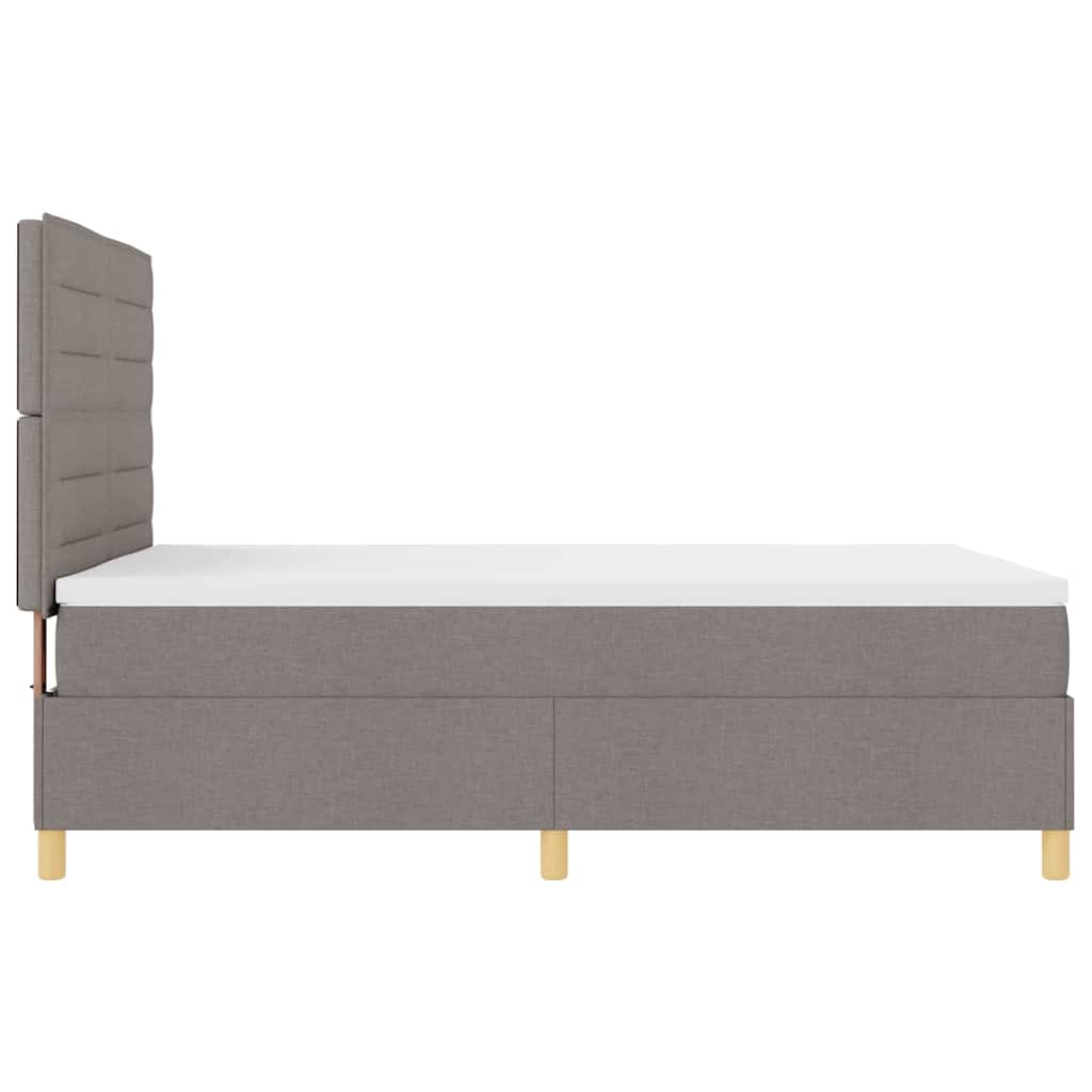 Lit à ressorts avec matelas Taupe 140 x 190 cm tissu