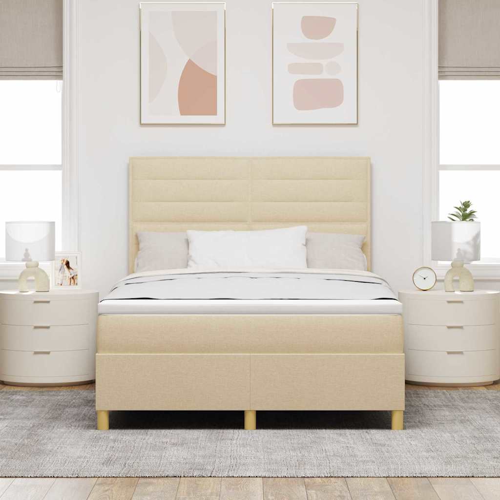 Lit à ressorts avec matelas Crème 140 x 190 cm tissu - XIOS