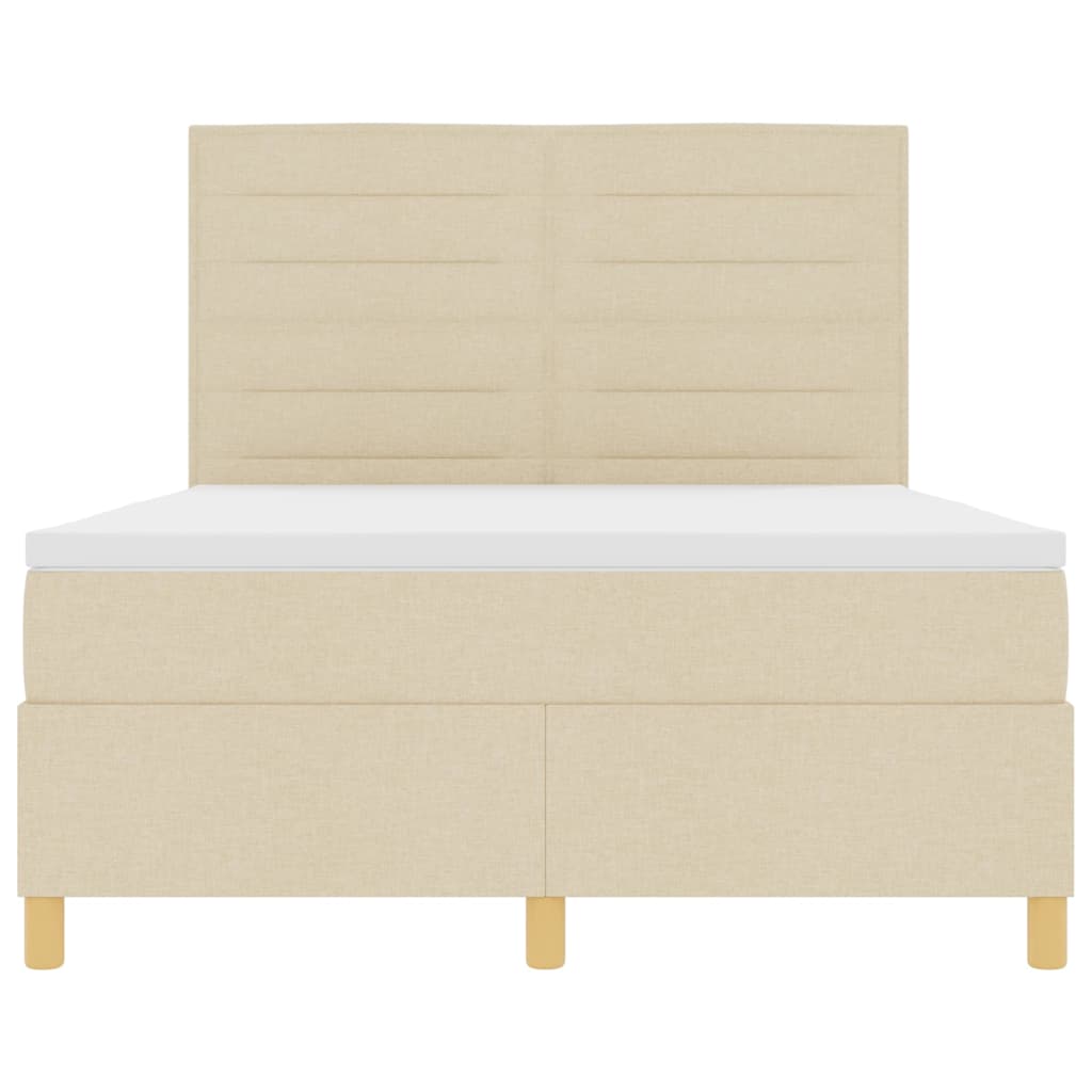 Lit à ressorts avec matelas Crème 140 x 190 cm tissu - XIOS
