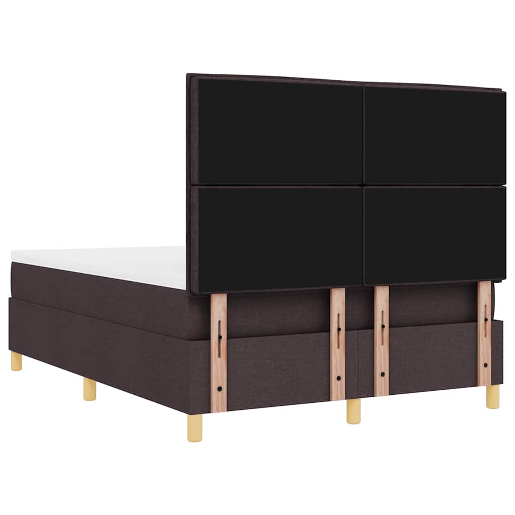 Lit à ressorts avec matelas Marron foncé 160 x 200 cm tissu