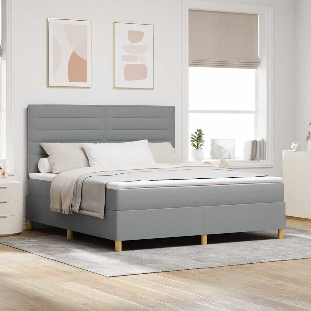 Lit à ressorts avec matelas Gris clair 180 x 200 cm tissu
