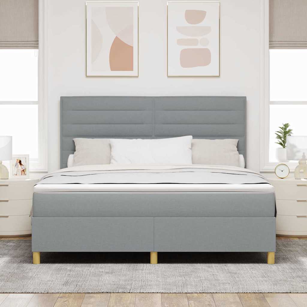 Lit à ressorts avec matelas Gris clair 180 x 200 cm tissu