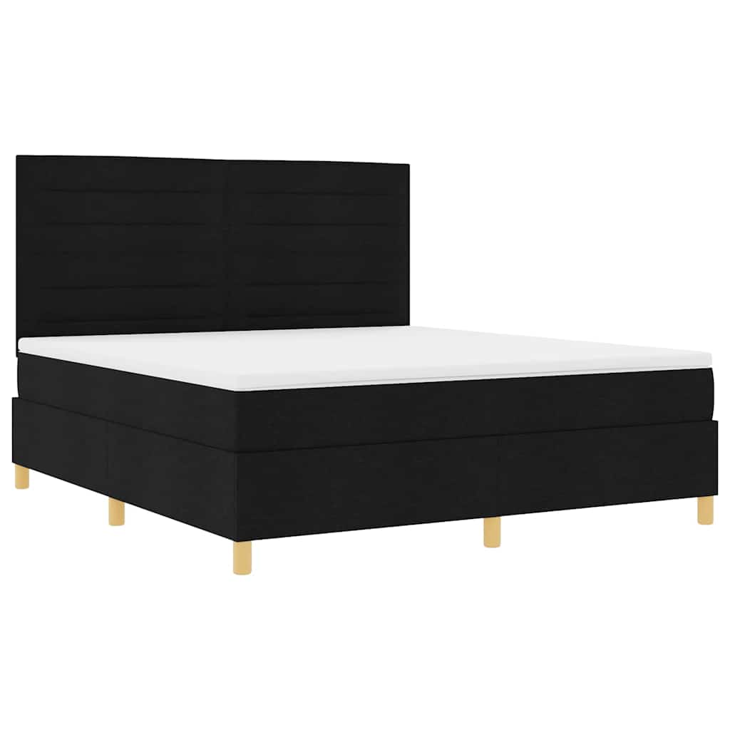 Lit à ressorts avec matelas Noir 180 x 200 cm tissu - XIOS
