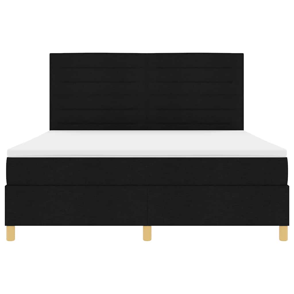 Lit à ressorts avec matelas Noir 180 x 200 cm tissu - XIOS