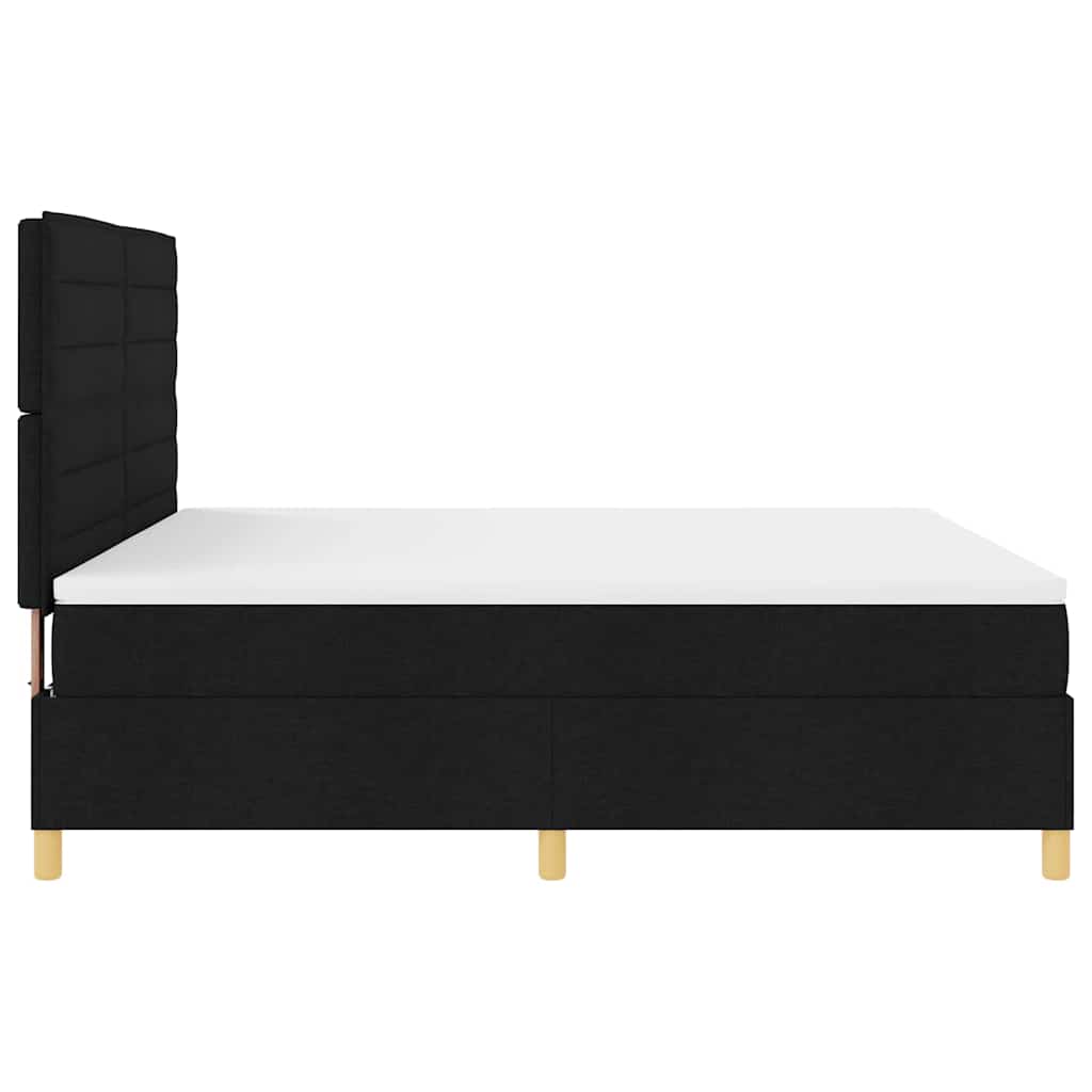 Lit à ressorts avec matelas Noir 180 x 200 cm tissu - XIOS