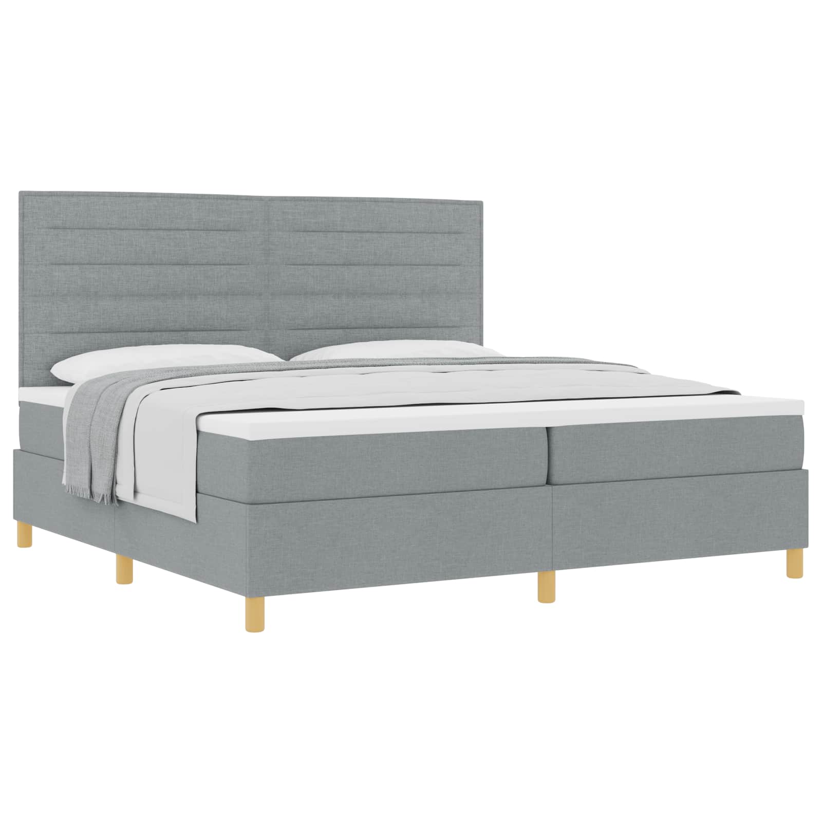 Lit à ressorts avec matelas Gris clair 200 x 200 cm tissu - XIOS