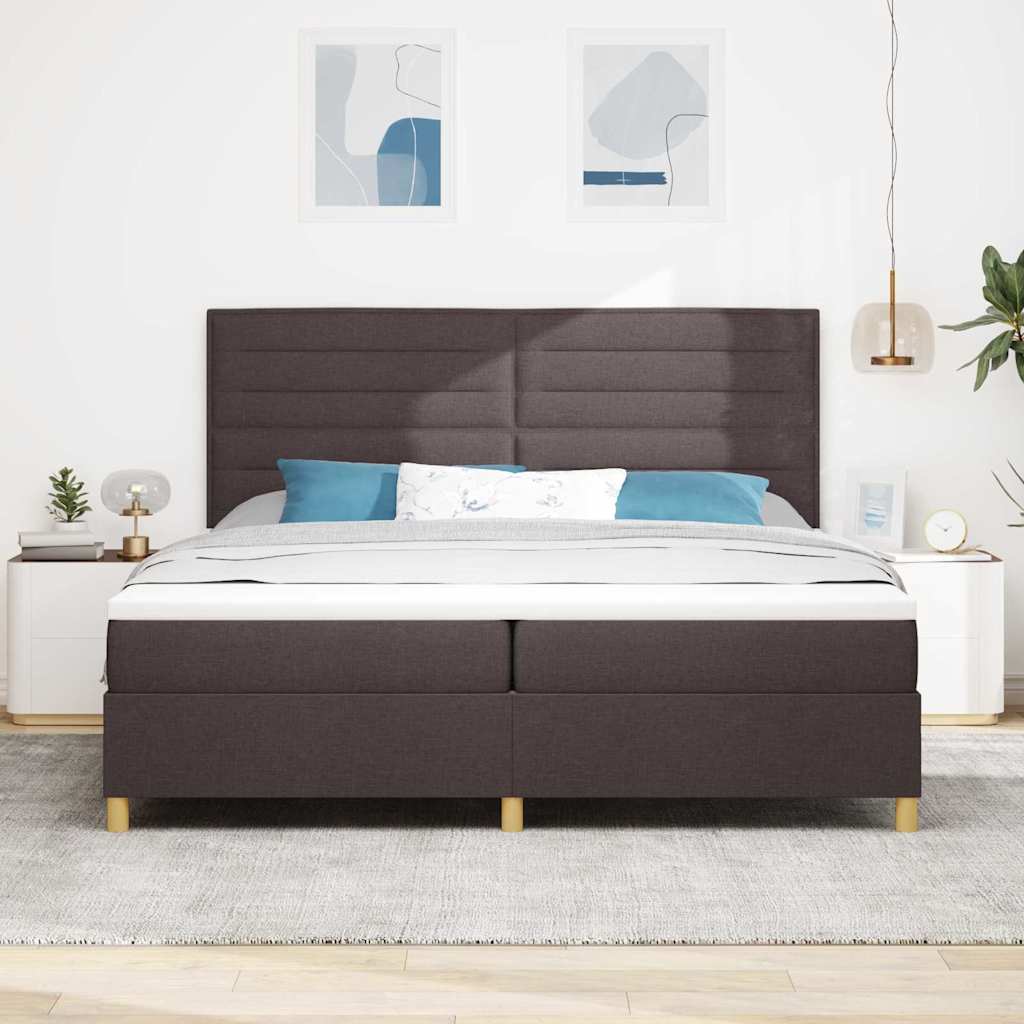 Lit à ressorts avec matelas Marron foncé 200 x 200 cm tissu - XIOS