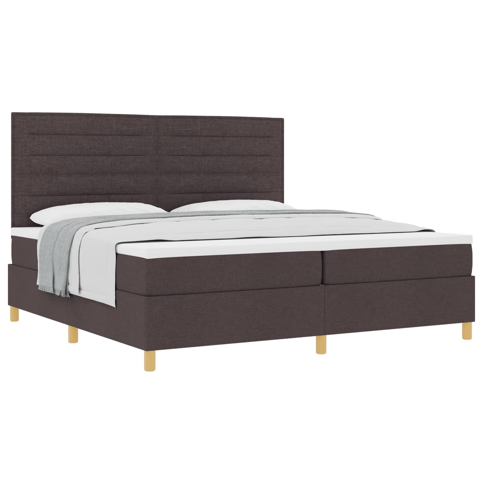 Lit à ressorts avec matelas Marron foncé 200 x 200 cm tissu - XIOS