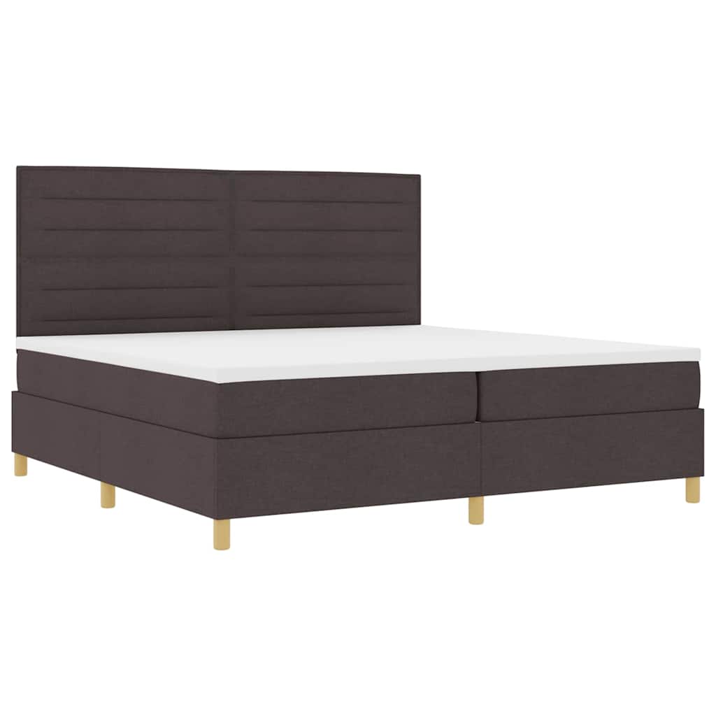 Lit à ressorts avec matelas Marron foncé 200 x 200 cm tissu - XIOS