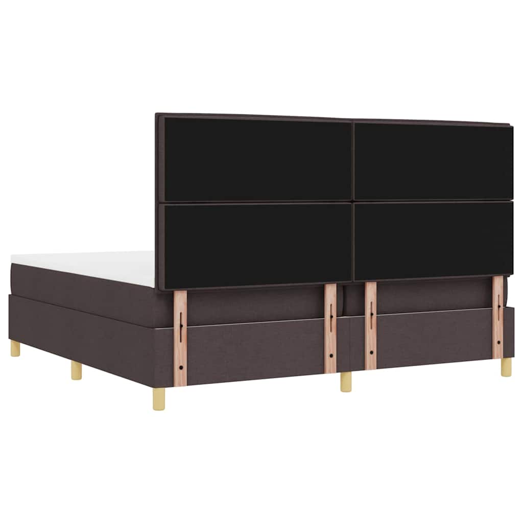 Lit à ressorts avec matelas Marron foncé 200 x 200 cm tissu - XIOS
