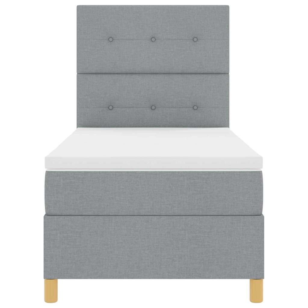 Lit à ressorts avec tête de lit Gris clair 90 x 190 cm tissu - XIOS