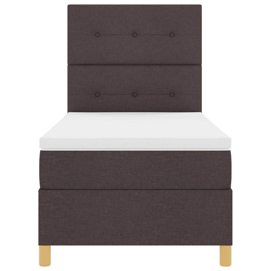 Lit à ressorts avec matelas Marron foncé 90 x 190 cm tissu - XIOS