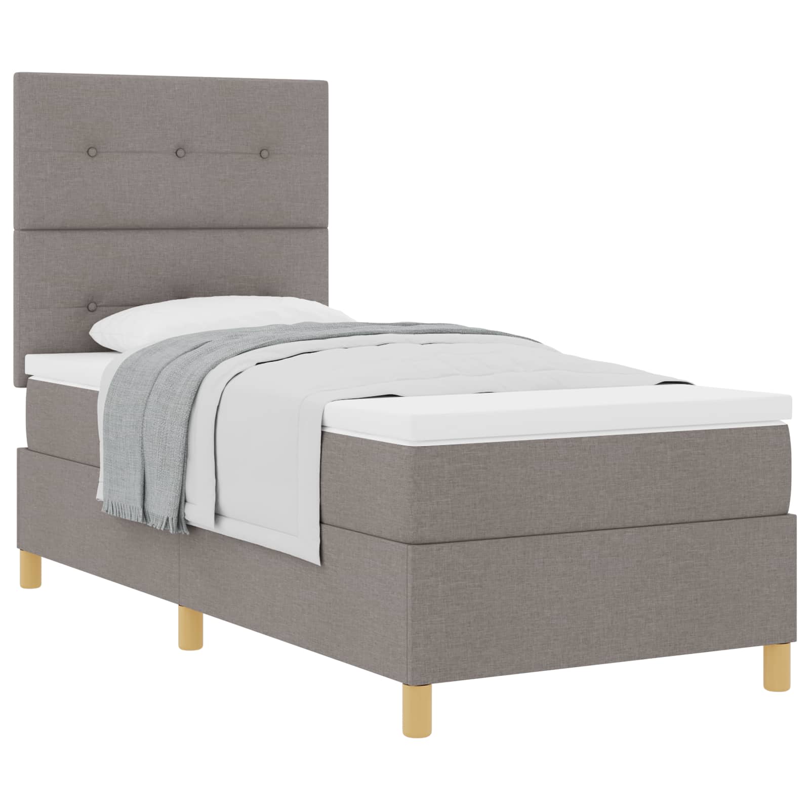 Lit à ressorts avec tête de lit Taupe 90 x 190 cm tissu - XIOS