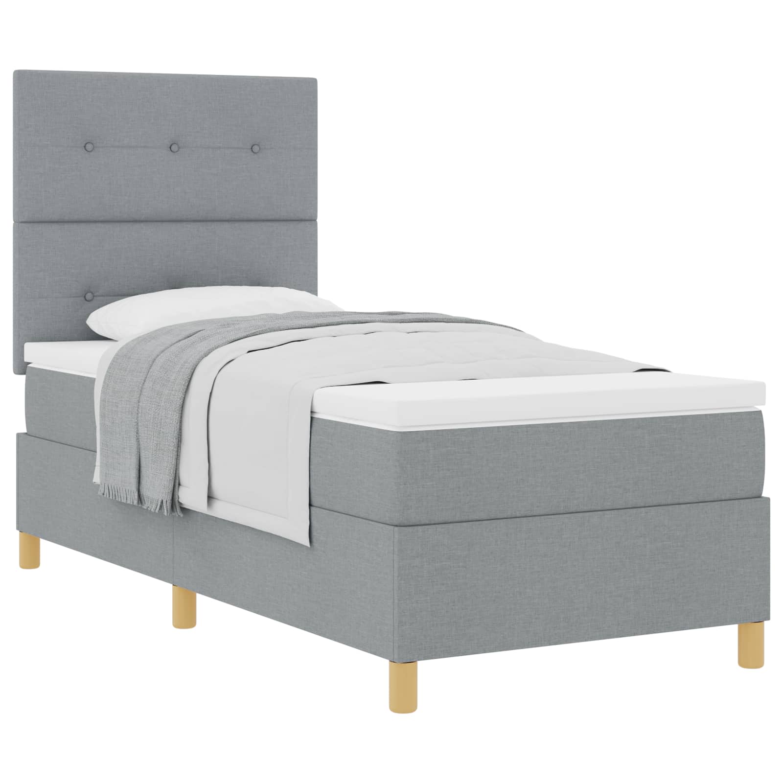 Lit à ressorts avec tête de lit Gris clair 90 x 200 cm tissu - XIOS