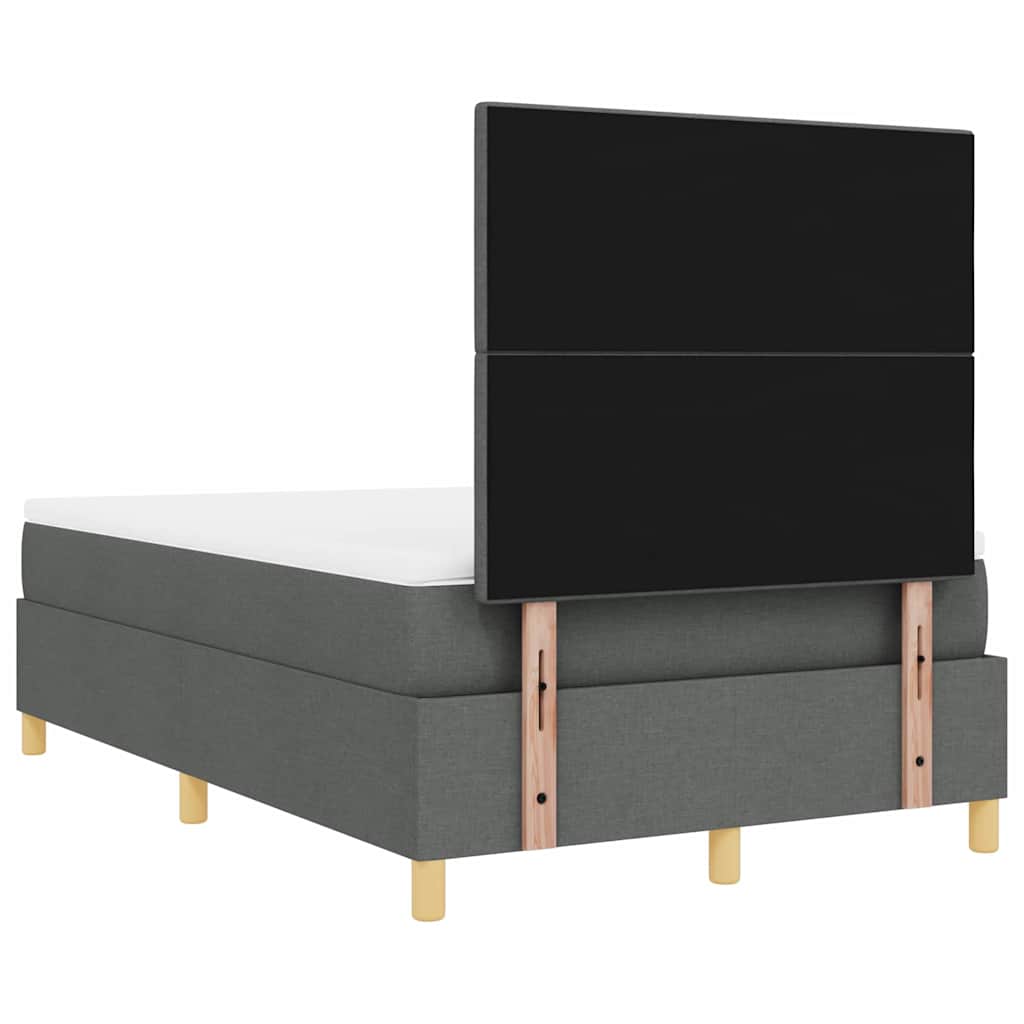 Lit à ressorts avec tête de lit Gris foncé 120 x 200 cm tissu