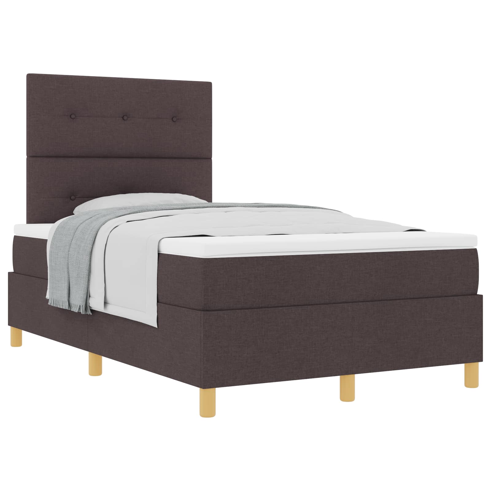 Lit à ressorts avec tête de lit Marron foncé 120 x 200 cm tissu