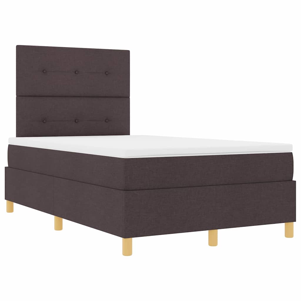 Lit à ressorts avec tête de lit Marron foncé 120 x 200 cm tissu