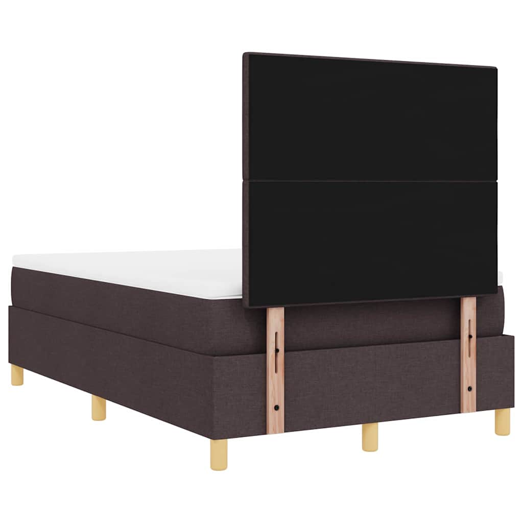 Lit à ressorts avec tête de lit Marron foncé 120 x 200 cm tissu