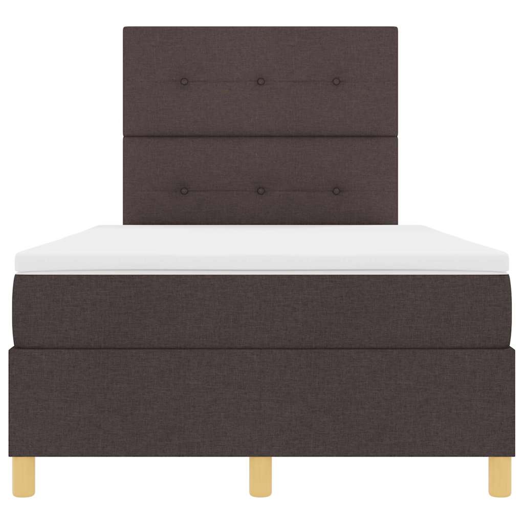 Lit à ressorts avec tête de lit Marron foncé 120 x 200 cm tissu