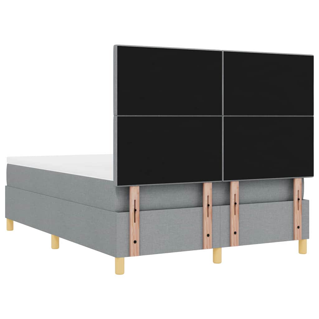 Lit à ressorts avec tête de lit Gris clair 140 x 190 cm tissu