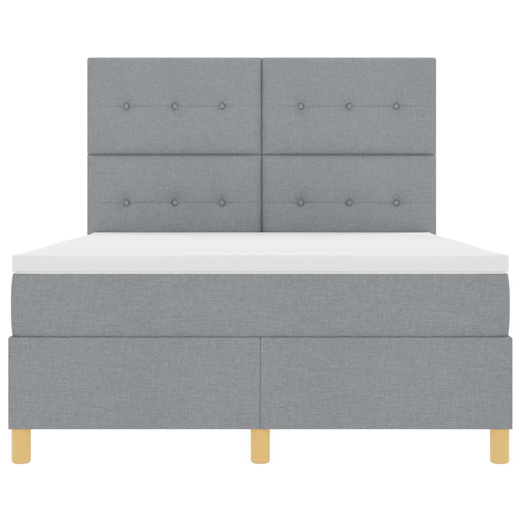 Lit à ressorts avec tête de lit Gris clair 140 x 190 cm tissu