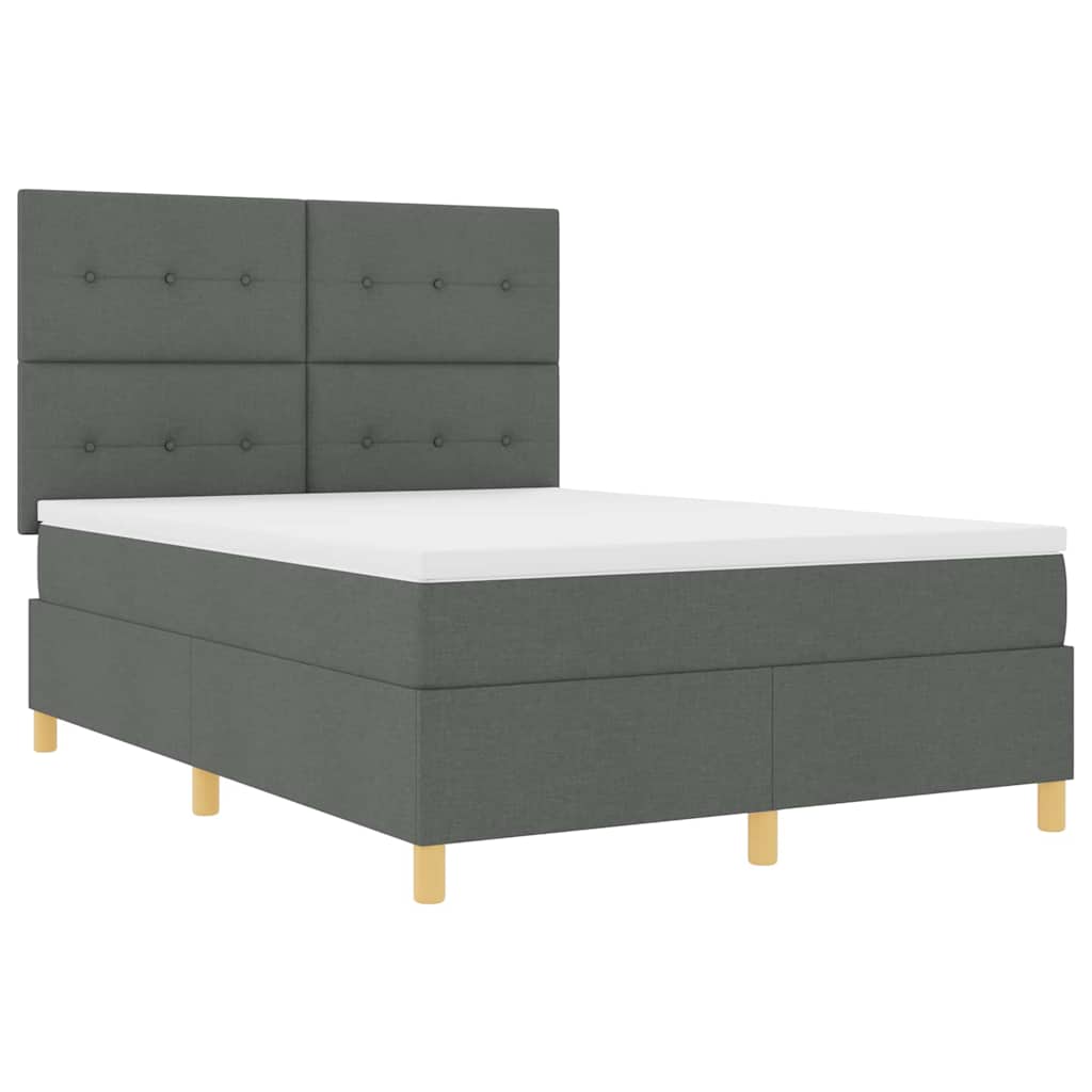 Lit à ressorts avec tête de lit Gris foncé 140 x 190 cm tissu - XIOS