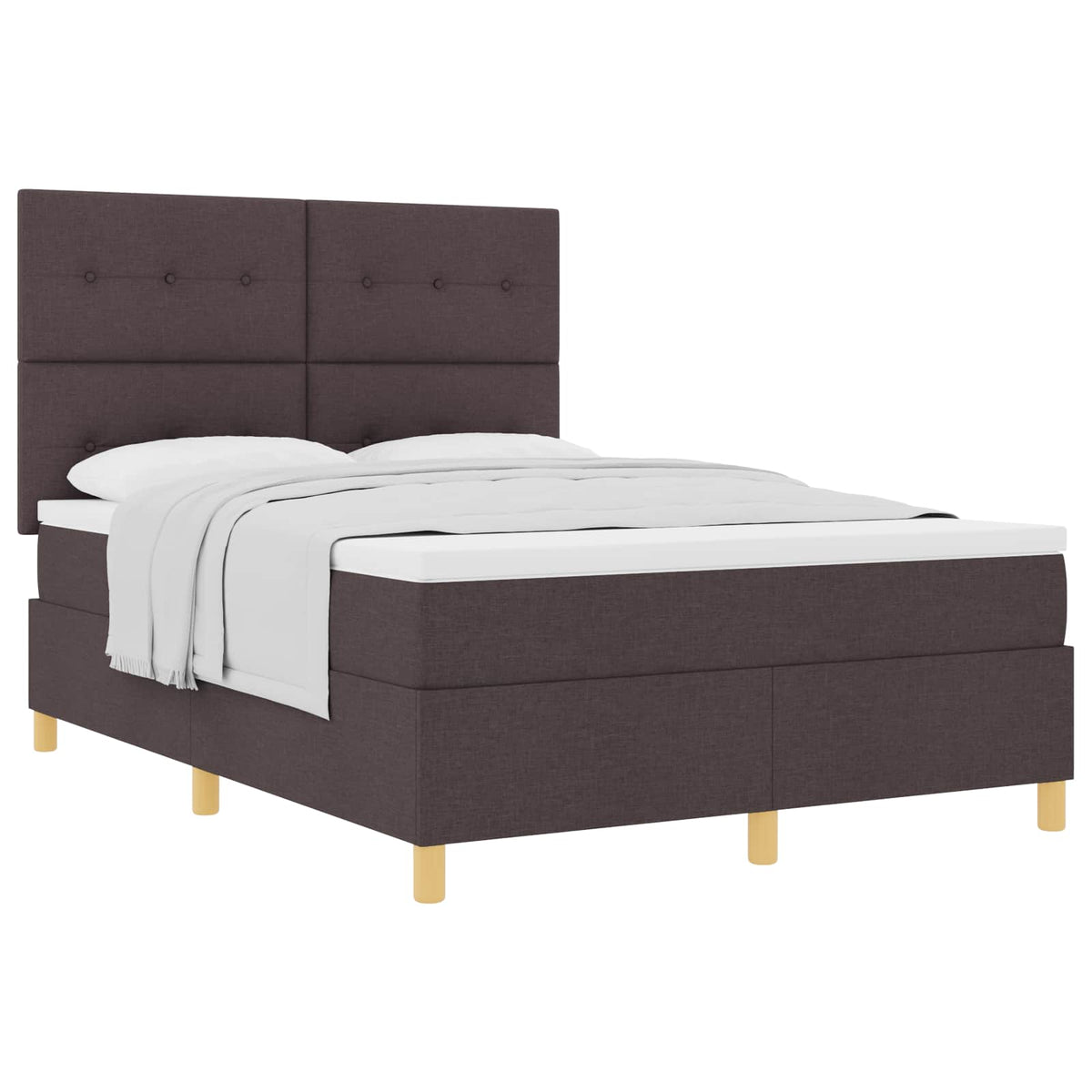 Lit à ressorts avec tête de lit Marron foncé 140 x 190 cm tissu - XIOS