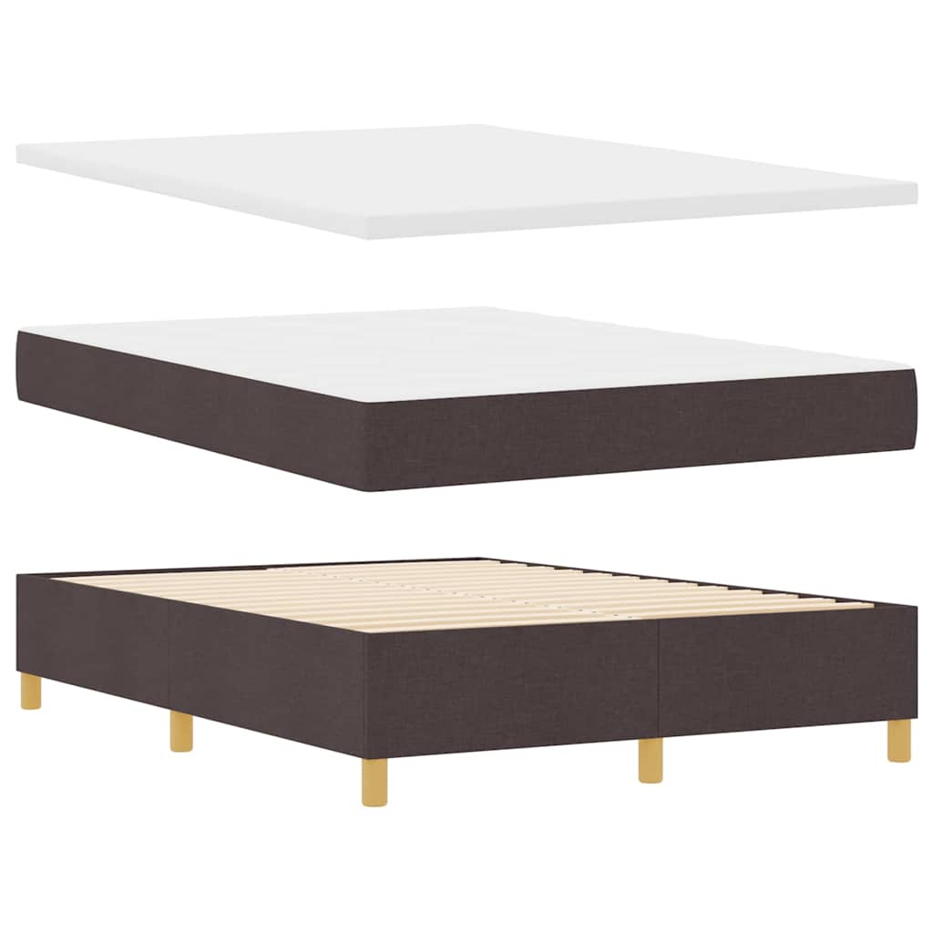 Lit à ressorts avec tête de lit Marron foncé 140 x 190 cm tissu - XIOS