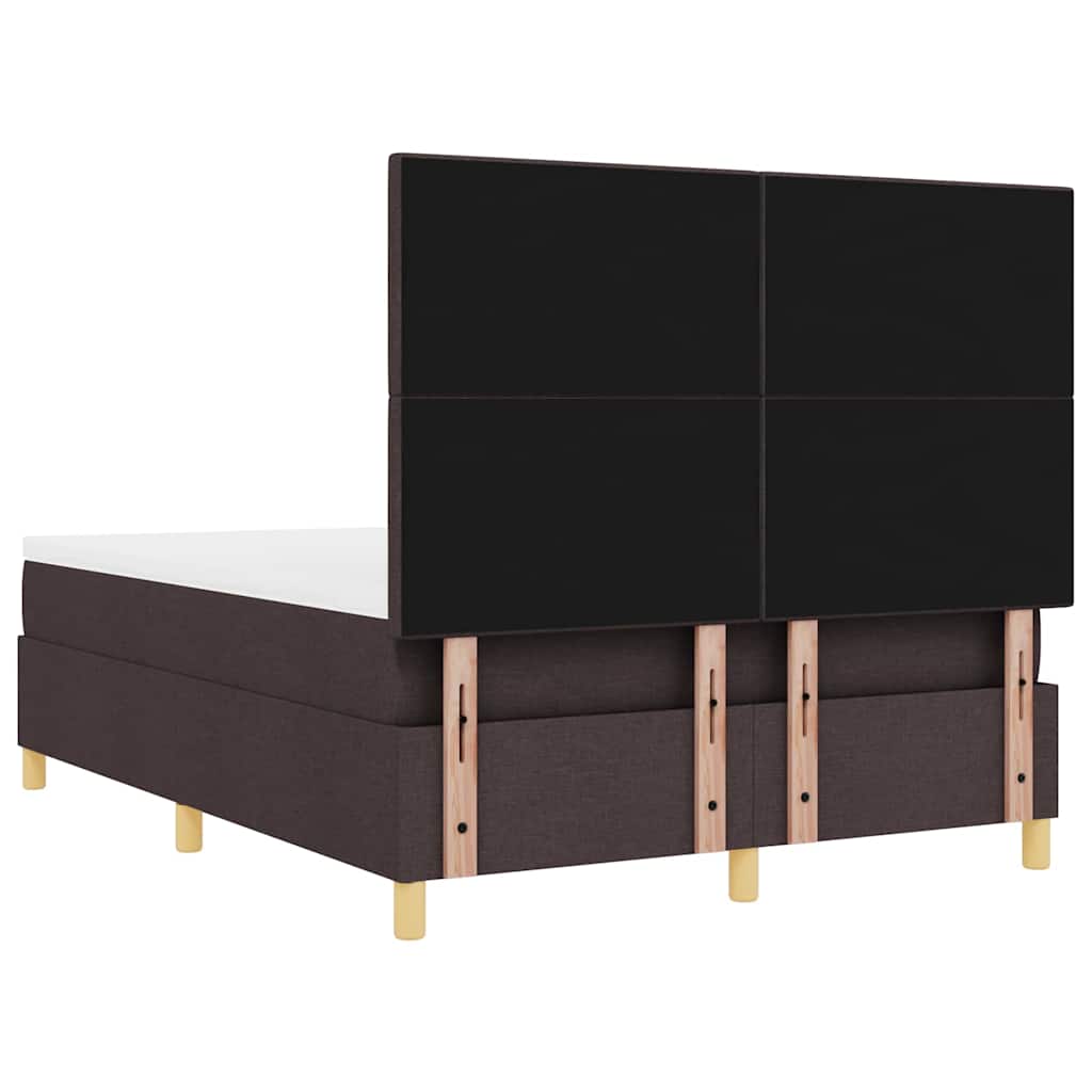 Lit à ressorts avec tête de lit Marron foncé 140 x 190 cm tissu - XIOS