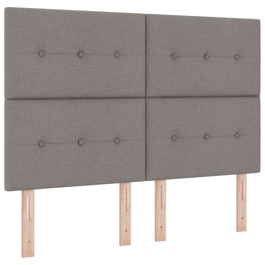 Lit à ressorts avec tête de lit Taupe 140 x 190 cm tissu