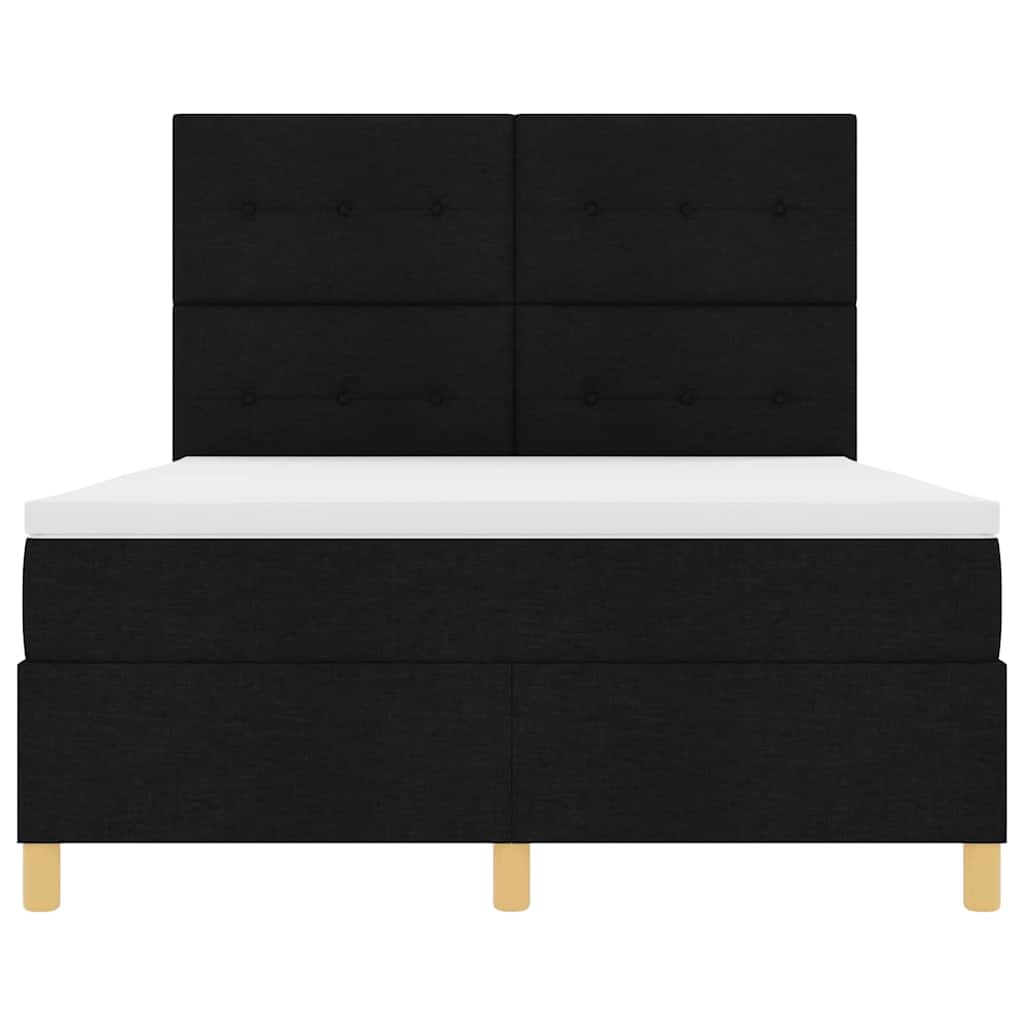 Lit à ressorts avec matelas Noir 140 x 200 cm tissu - XIOS