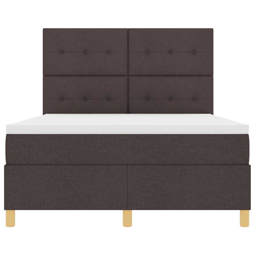 Lit à ressorts avec matelas Marron foncé 140 x 200 cm tissu