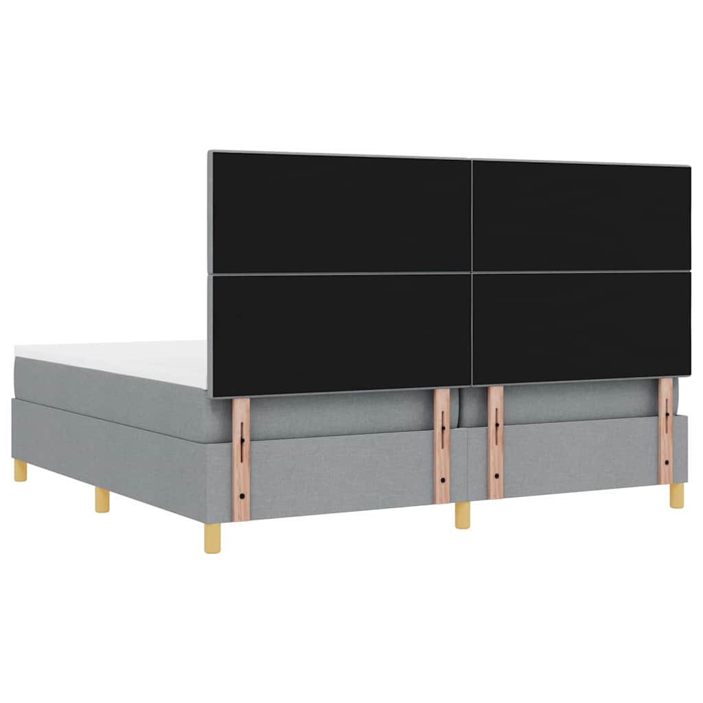 Lit à ressorts avec tête de lit Gris clair 200 x 200 cm tissu - XIOS
