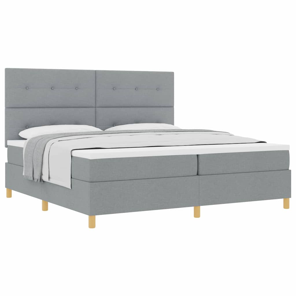 Lit à ressorts avec tête de lit Gris clair 200 x 200 cm tissu - XIOS