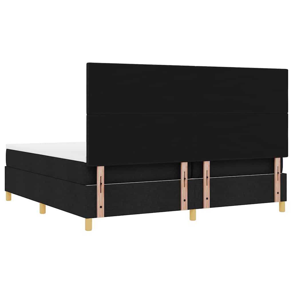Lit à ressorts avec tête de lit Noir 200 x 200 cm tissu