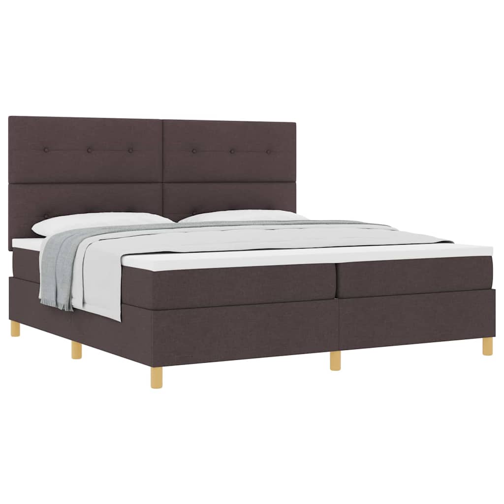 Lit à ressorts avec tête de lit Marron foncé 200 x 200 cm tissu - XIOS