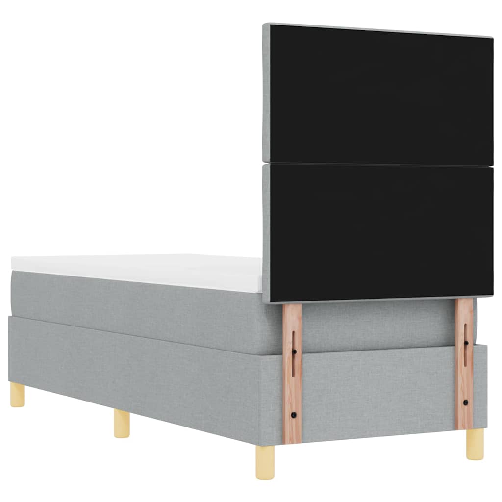 Lit à ressorts avec tête de lit Gris clair 80 x 200 cm tissu