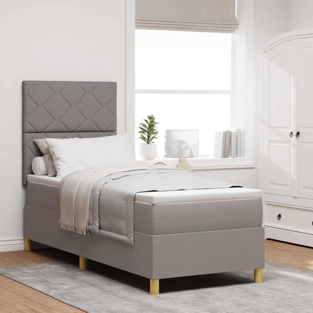 Lit à ressorts avec tête de lit Taupe 80 x 200 cm tissu