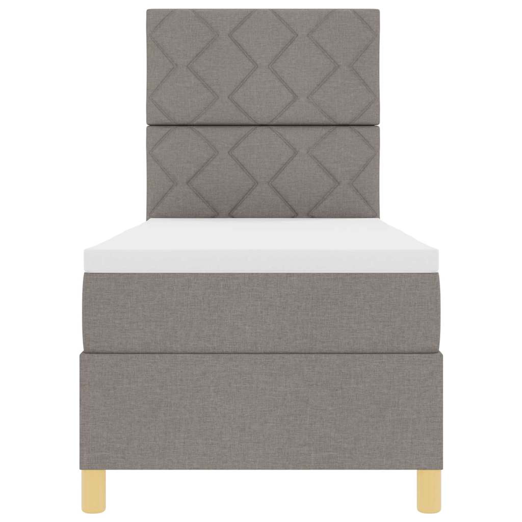 Lit à ressorts avec tête de lit Taupe 80 x 200 cm tissu