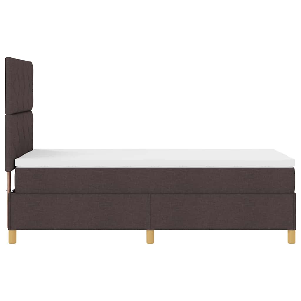 Lit à ressorts avec tête de lit Marron foncé 90 x 190 cm tissu