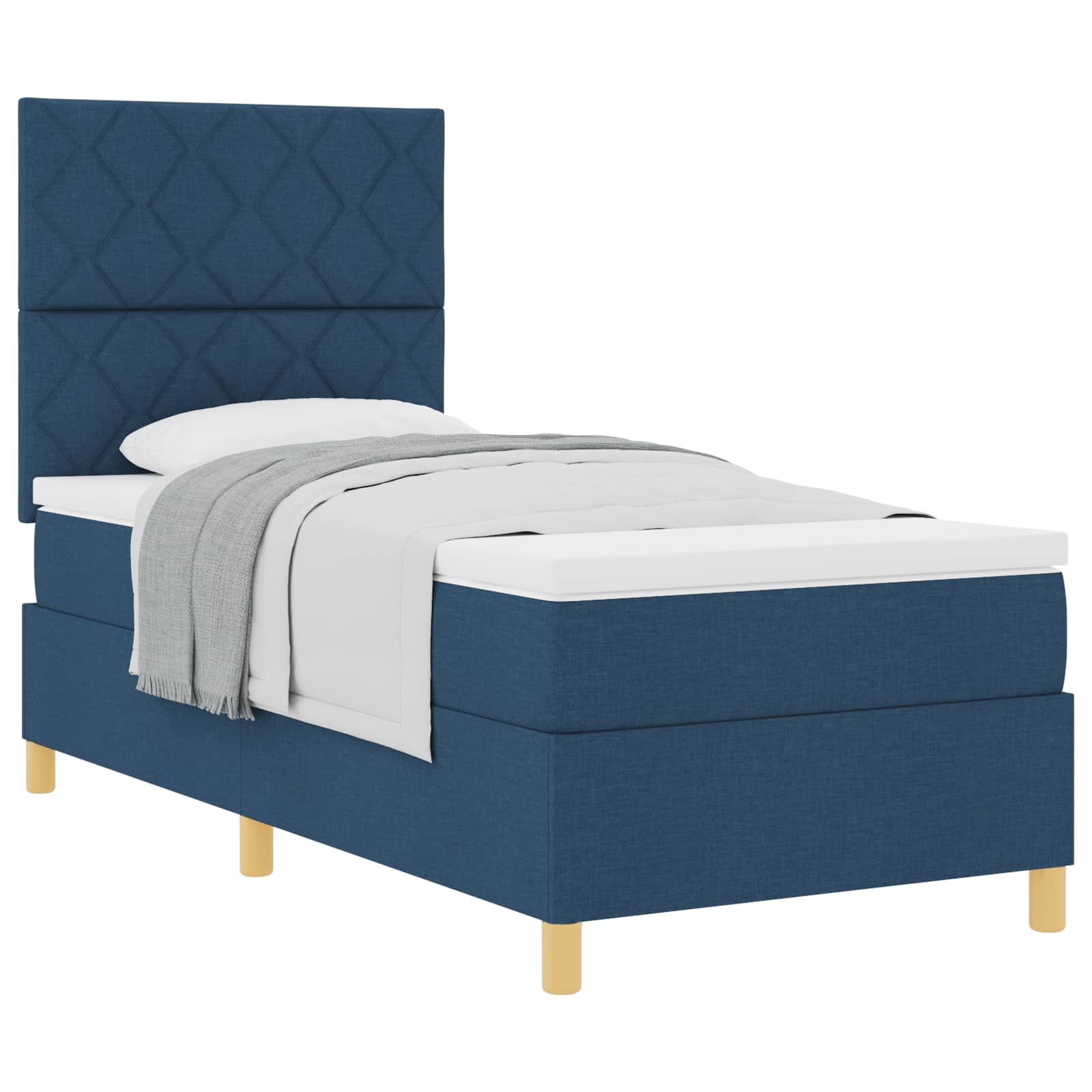 Lit à ressorts avec matelas Bleu 90 x 200 cm tissu - XIOS