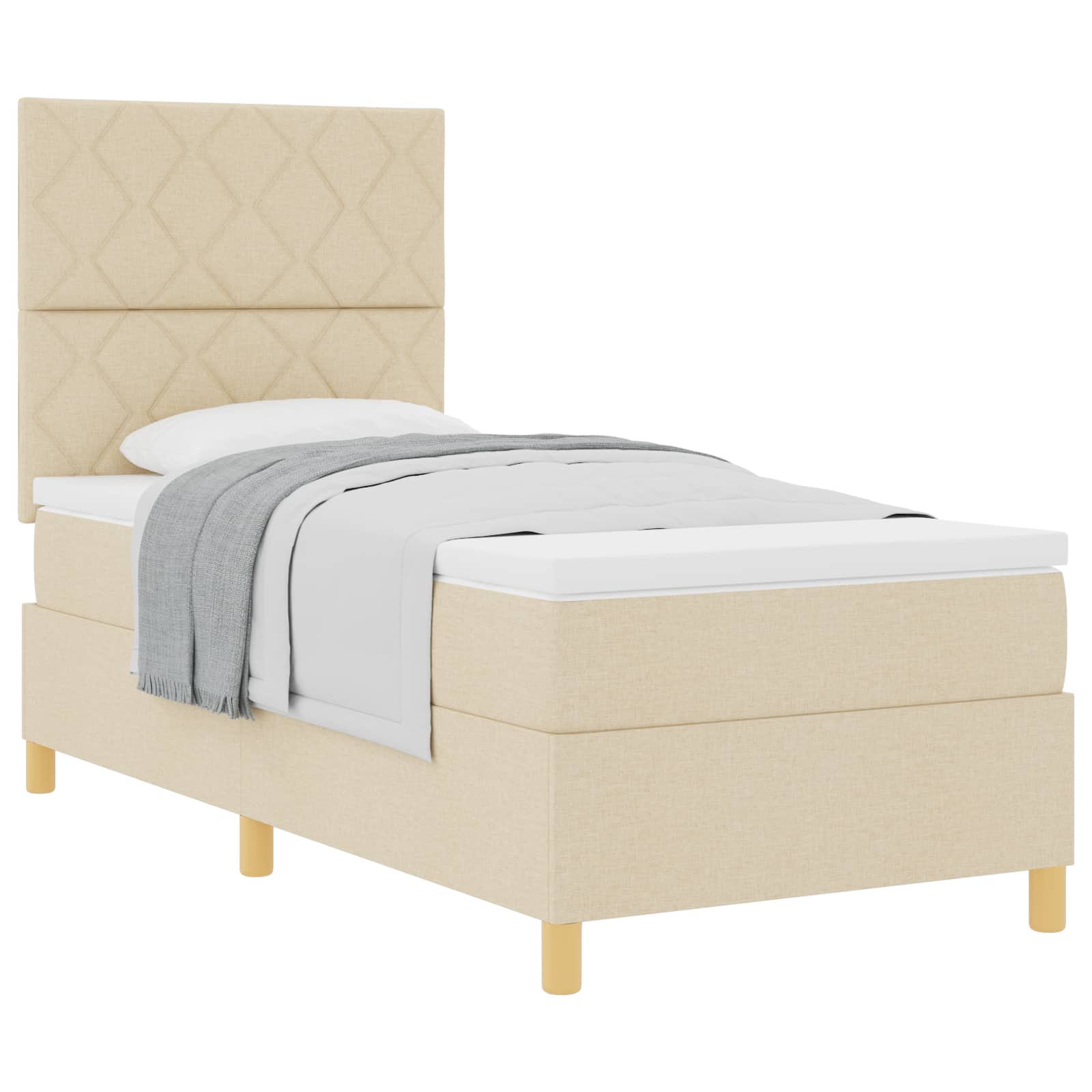 Lit à ressorts avec matelas Crème 100 x 200 cm tissu - XIOS