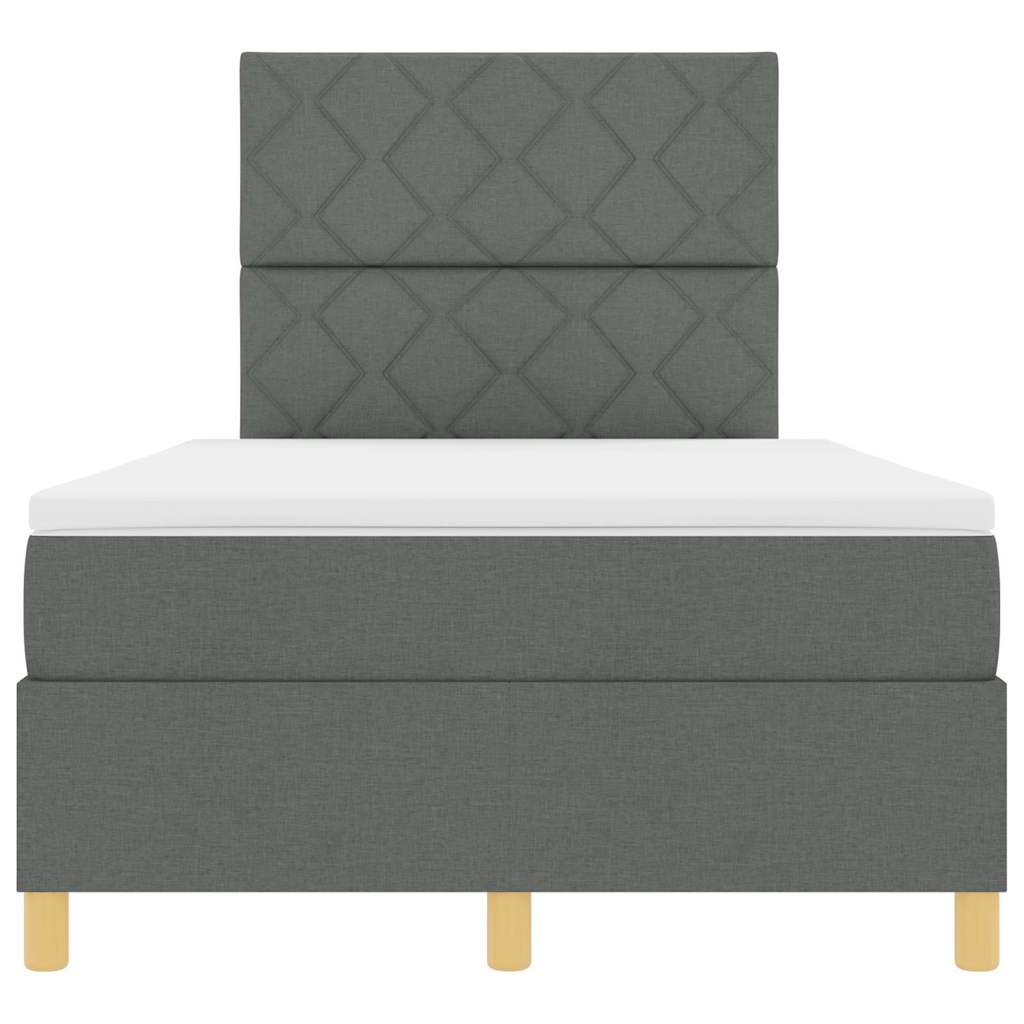 Lit à ressorts avec tête de lit Gris foncé 120 x 190 cm tissu