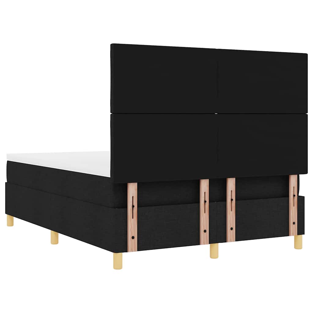 Lit à ressorts avec tête de lit Noir 140 x 190 cm tissu - XIOS