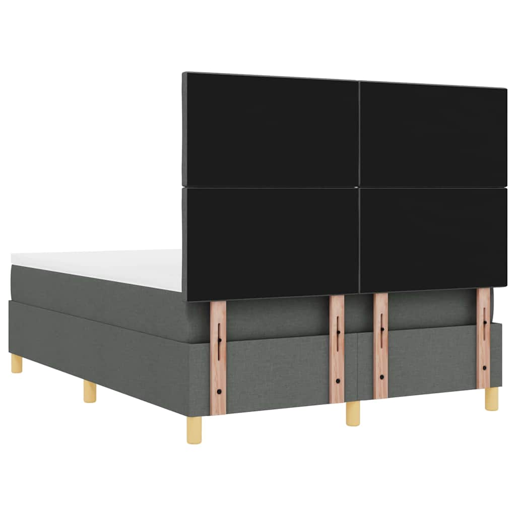 Lit à ressorts avec tête de lit Gris foncé 140 x 200 cm tissu