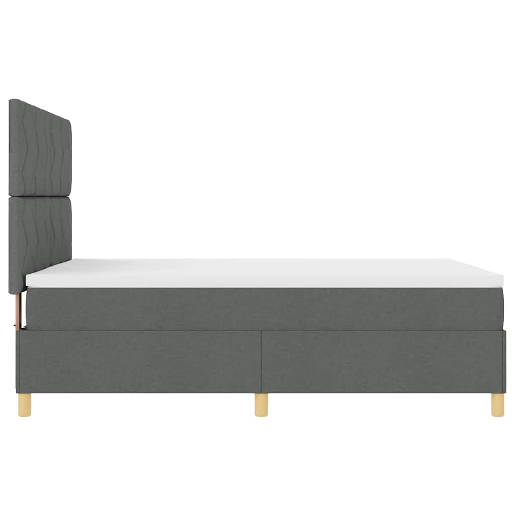 Lit à ressorts avec tête de lit Gris foncé 160 x 200 cm tissu