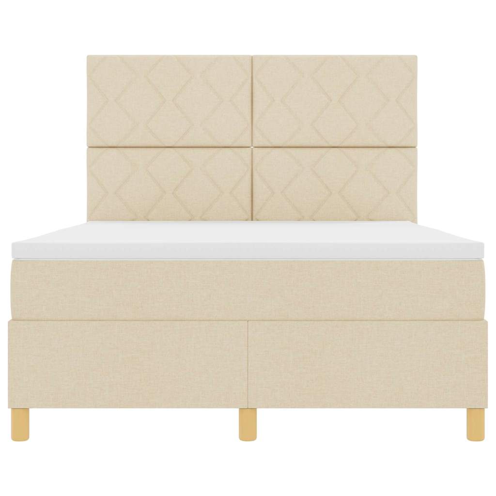 Lit à ressorts avec matelas Crème 160 x 200 cm tissu - XIOS